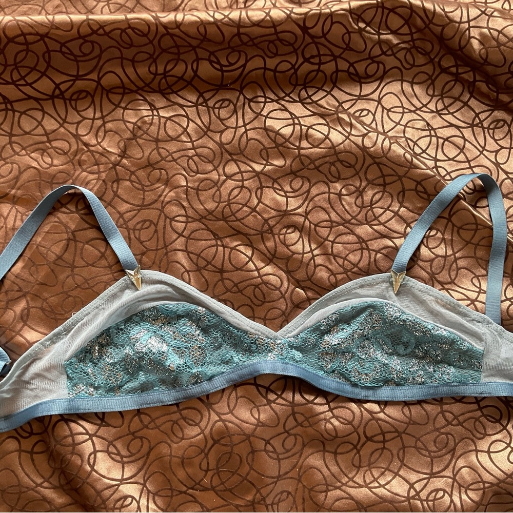 Lake and Stars Kate Spade Elegant Blue and Silver Bralette with Gems